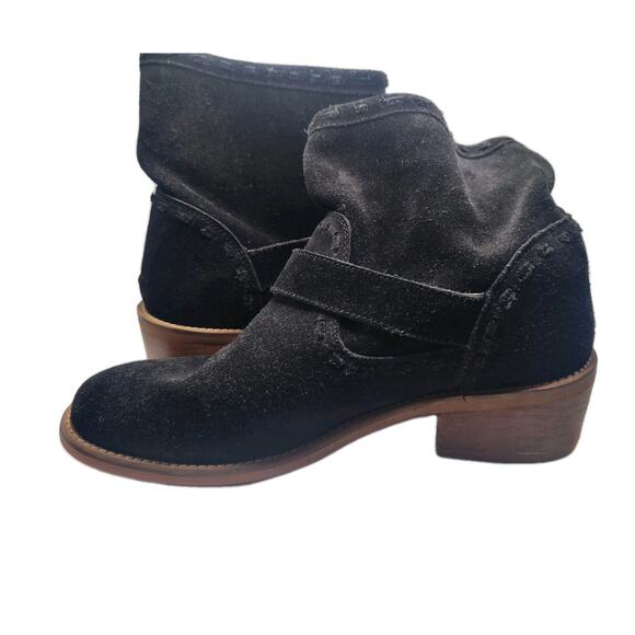 Musse & Cloud Women's Double Buckle Strap Suede Black Ankle Boots Size 9 - Picture 7 of 9